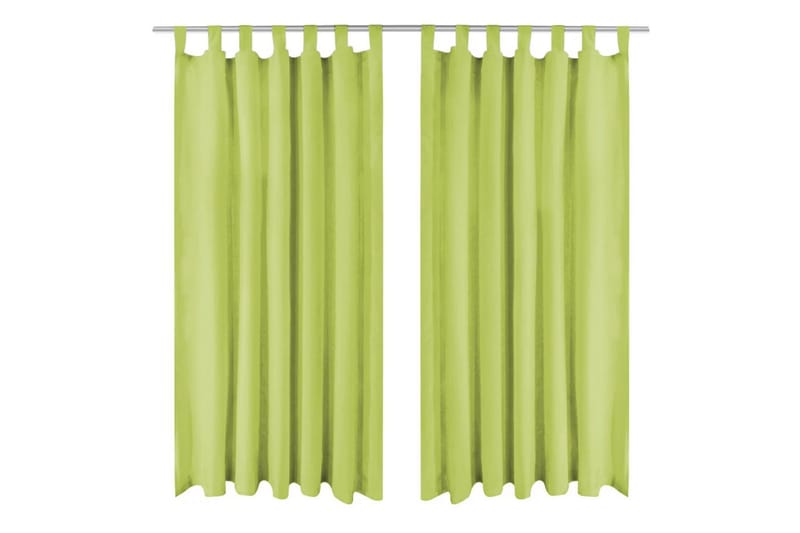 gardiner i mikro-satin 2 stk. med løkker 140 x 245 cm grøn - Grøn - Tekstiler - Gardiner - Mørkelægningsgardin