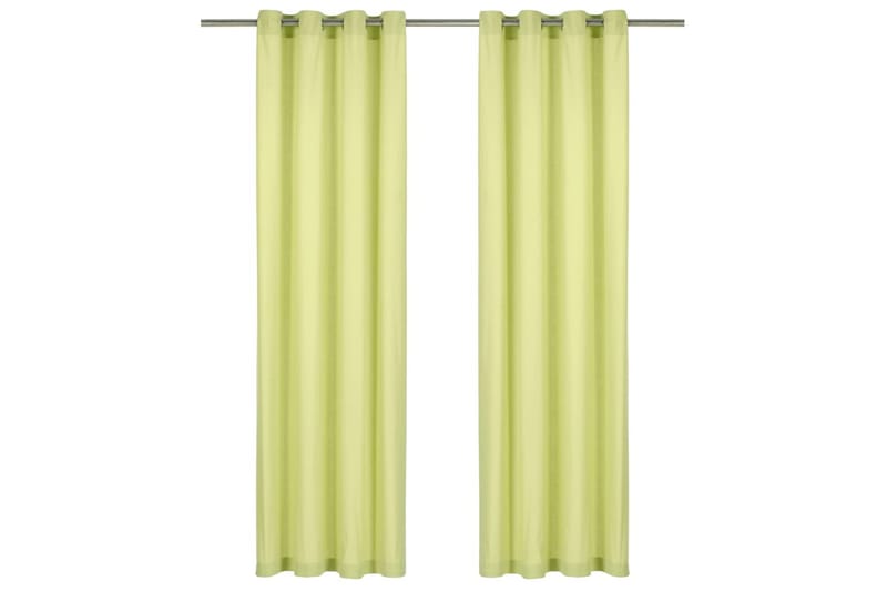 gardiner med metalringe 2 stk. 140 x 225 cm bomuld grøn - Grøn - Tekstiler - Gardiner - Mørkelægningsgardin