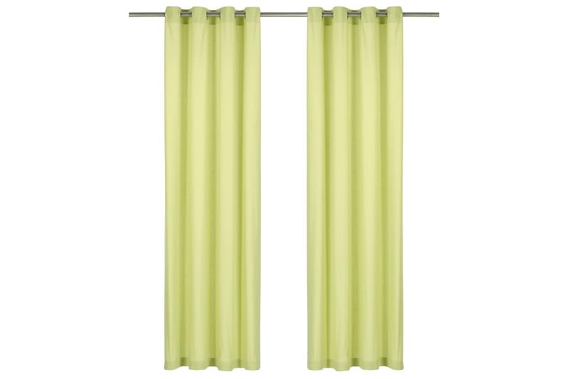 gardiner med metalringe 2 stk. 140 x 245 cm bomuld grøn - Grøn - Tekstiler - Gardiner - Mørkelægningsgardin