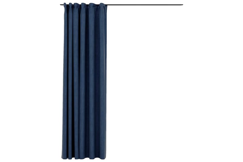 Mørklægningsgardin Med Kroge Hør-Look 290x245 cm Blå - Tekstiler - Gardiner - Mørkelægningsgardin