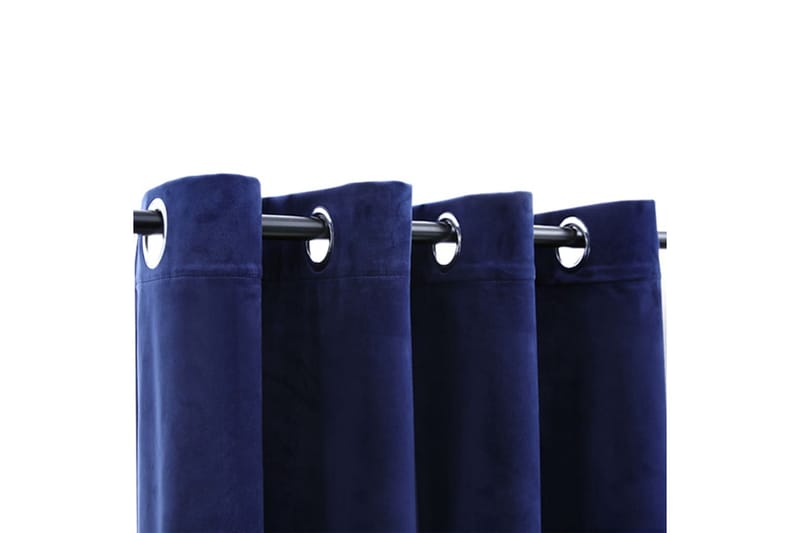 mørklægningsgardiner 2 stk. ringe 140 x 245cm fløjl mørkeblå - Blå - Tekstiler - Gardiner - Mørkelægningsgardin