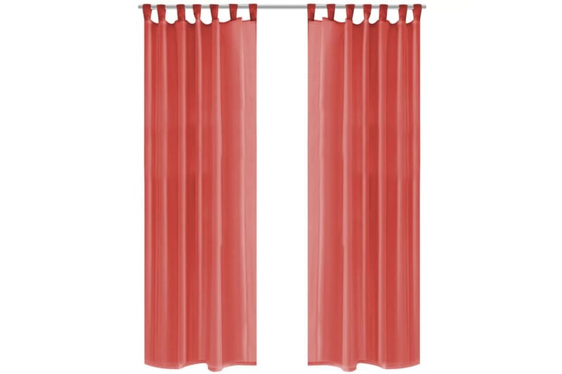 voile-gardiner 2 stk. 140x225 cm rød - Rød - Tekstiler - Gardiner - Mørkelægningsgardin