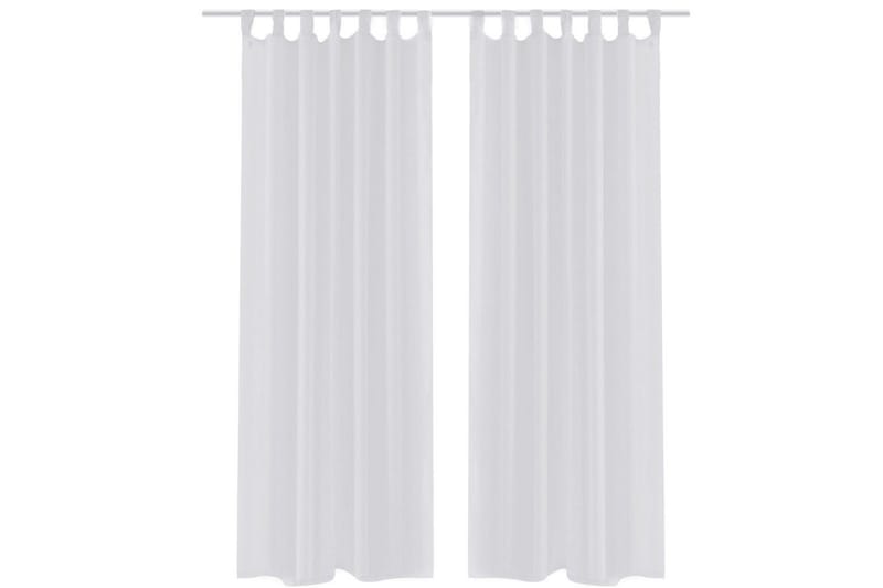 Hvidt gardin i tyndt stof 140 x 225 cm, 2 stk - Hvid - Tekstiler - Gardiner - Panelgardin