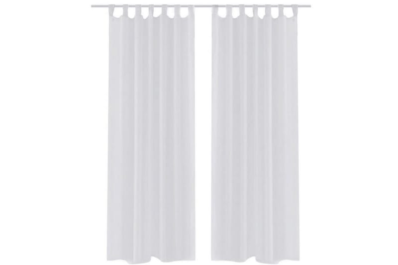 Hvidt gardin i tyndt stof 140 x 245 cm, 2 stk - Hvid - Tekstiler - Gardiner - Panelgardin