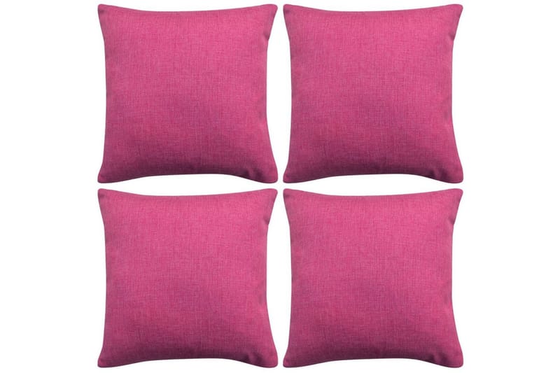 4 stk. pudebetræk linned-look pink 80x80 cm