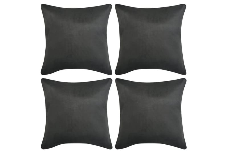pudebetræk 4 stk. 40x40 cm polyester imiteret ruskind grå - Grå - Tekstiler - Pude & plaid - Pyntepuder & pudebetræk