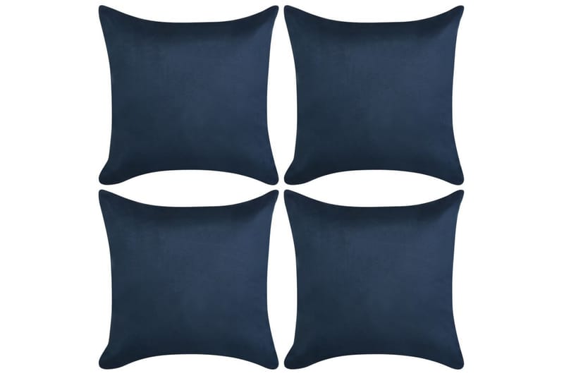 pudebetræk 4 stk. 80x80 cm polyester imiteret ruskind blå - Blå - Tekstiler - Pude & plaid - Pyntepuder & pudebetræk