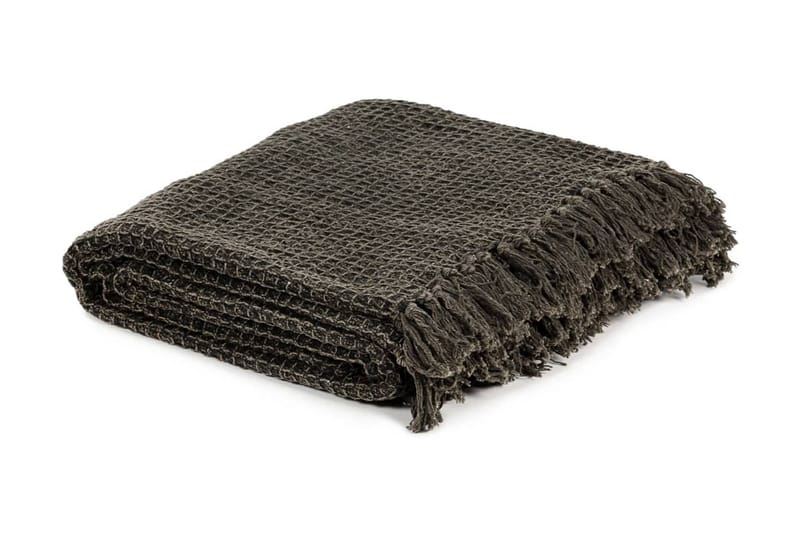 plaid 125 x 150 cm bomuld antracitgrå/brun - Grå - Tekstiler - Pude & plaid - Tæpper & plaider