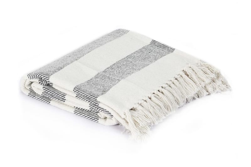 plaid 220 x 250 cm stribet bomuld antracitgrå - Grå - Tekstiler - Pude & plaid - Tæpper & plaider