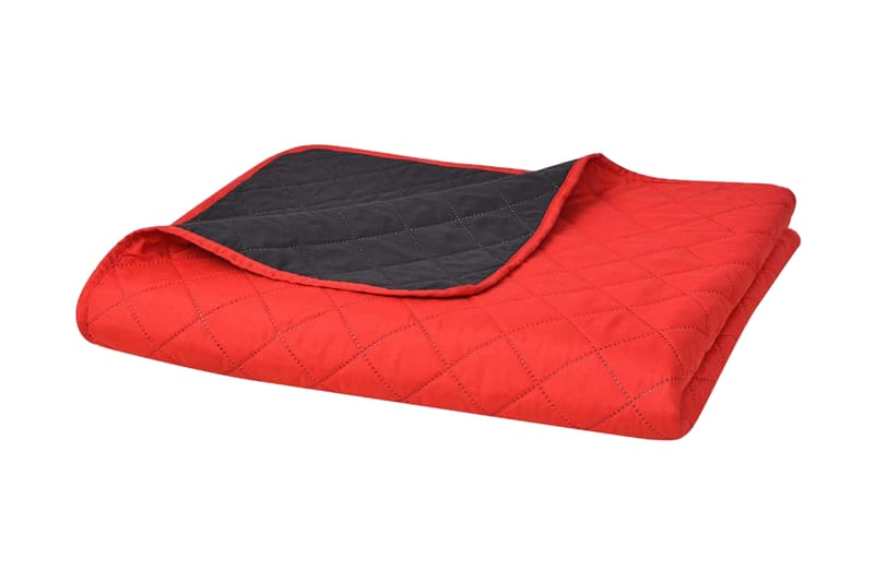 dobbeltsidet polstret sengetæppe rød og sort 230 x 260 cm - Flerfarvet - Tekstiler - Sengetøj - Sengetæppe - Sengetæppe dobbeltseng