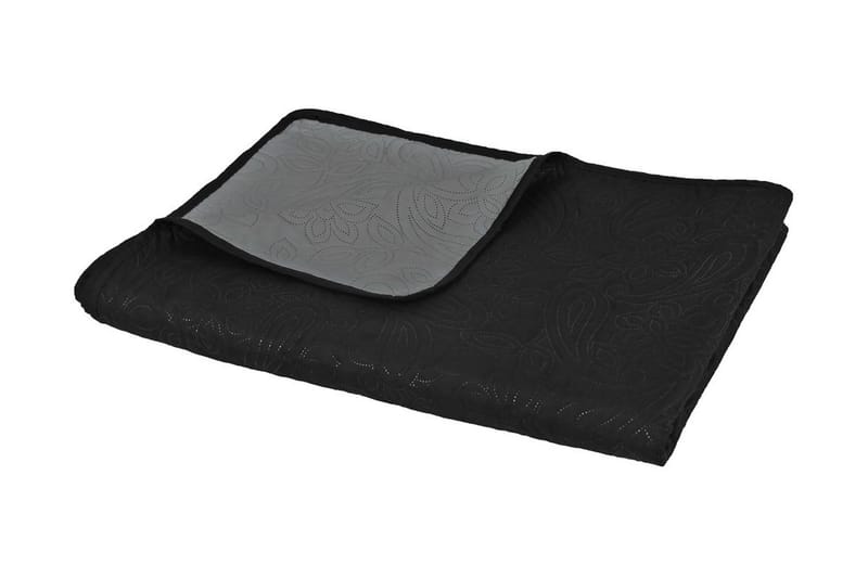 dobbeltsidet quiltet sengetæppe 170 x 210 cm grå og sort - Sort - Tekstiler - Sengetøj - Sengetæppe - Sengetæppe dobbeltseng