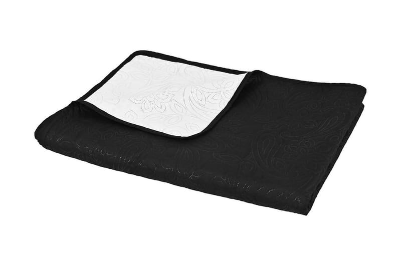 dobbeltsidet quiltet sengetæppe 170 x 210 cm sort og hvid - Sort - Tekstiler - Sengetøj - Sengetæppe