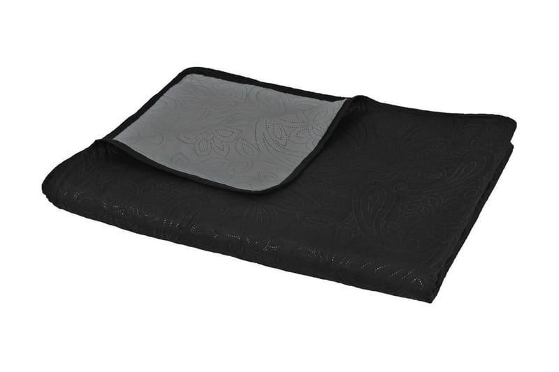 dobbeltsidet quiltet sengetæppe 220 x 240 cm grå og sort - Sort - Tekstiler - Sengetøj - Sengetæppe