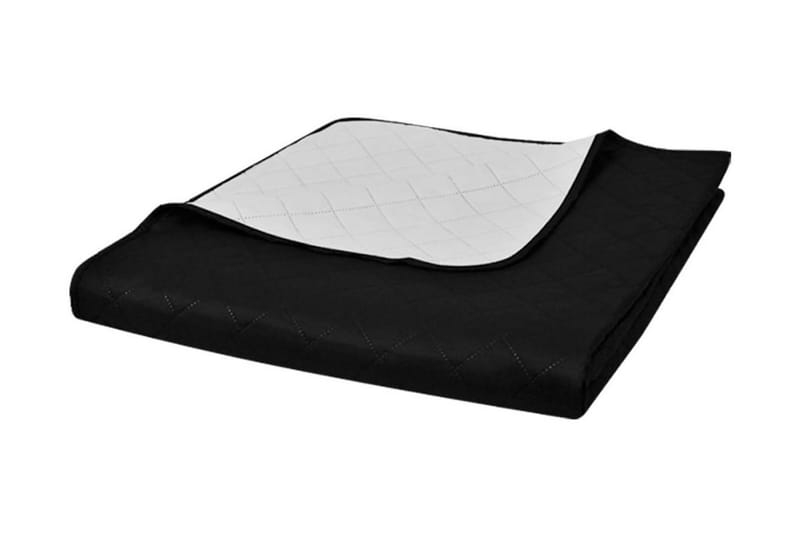 dobbeltsidet quiltet sengetæppe 220x240 cm sort/hvid - Sort - Tekstiler - Sengetøj - Sengetæppe