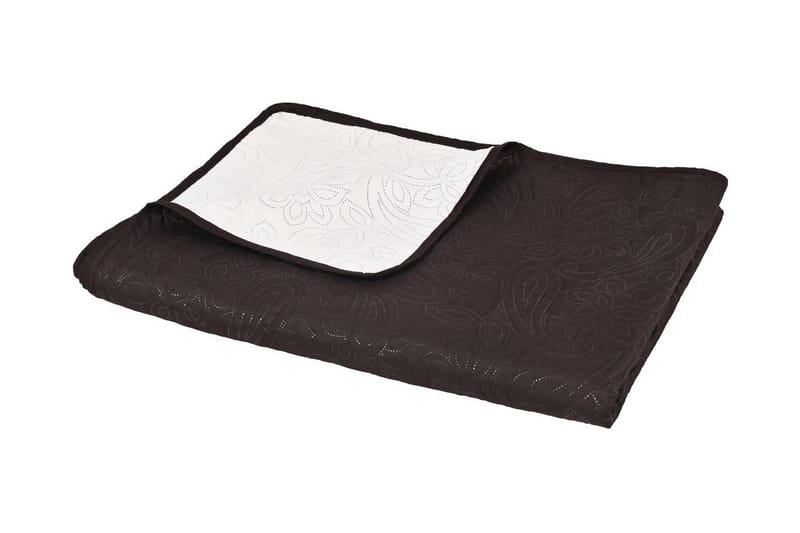dobbeltsidet quiltet sengetæppe 230x260 cm cremehvid & brun - Creme - Tekstiler - Sengetøj - Sengetæppe
