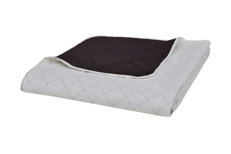 Dobbeltsidet quiltet sengetæppe beige/brun 220 x 240 cm - Beige - Tekstiler - Sengetøj - Sengetæppe - Sengetæppe dobbeltseng