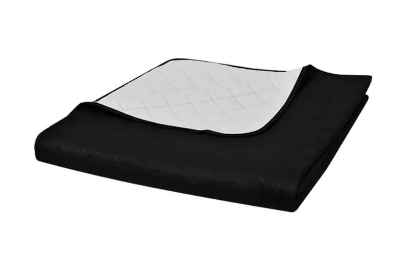 Dobbeltsidet quiltet sengetæppe sort/hvid 230 x 260 cm - Sort - Tekstiler - Sengetøj - Sengetæppe