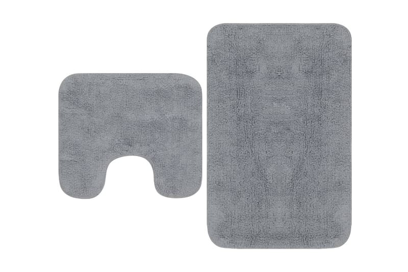bademåttesæt i 2 dele stof grå - Grå - Tekstiler - Tæpper - Badeværelsesmåtte