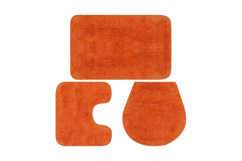 bademåttesæt i 3 dele stof orange - Orange - Tekstiler - Tæpper - Badeværelsesmåtte