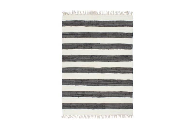 håndvævet chindi-tæppe bomuld 160 x 230 cm gråog hvid - Grå - Tekstiler - Tæpper - Håndvævede tæpper