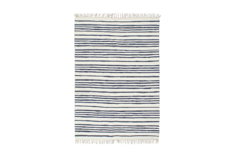 håndvævet chindi-tæppe bomuld 200 x 290 cm blå og hvid - Blå - Tekstiler - Tæpper - Moderne tæppe - Bomuldstæpper