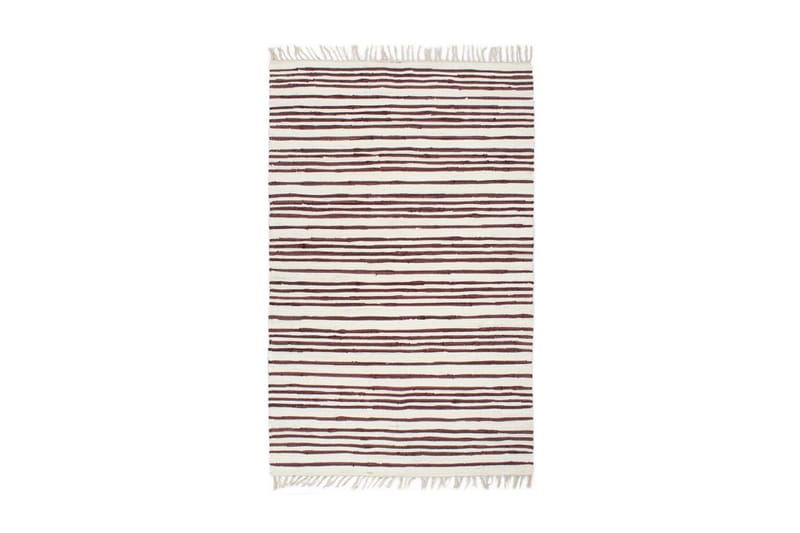 håndvævet chindi-tæppe bomuld 200 x 290 cm bordeaux og hvid - Rød - Tekstiler - Tæpper - Håndvævede tæpper