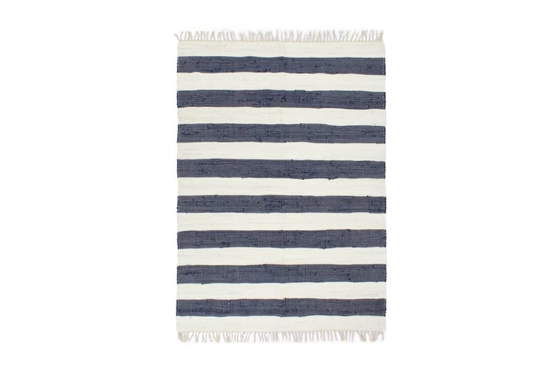håndvævet chindi-tæppe bomuld 80 x 160 cm blå og hvid - Blå - Tekstiler - Tæpper - Moderne tæppe - Bomuldstæpper