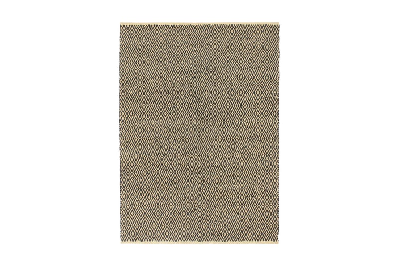håndvævet chindi-tæppe læder bomuld 120 x 170 cm sort - Sort - Tekstiler - Tæpper - Moderne tæppe - Bomuldstæpper