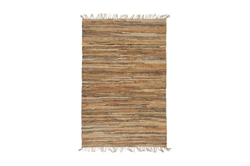håndvævet chindi-tæppe læder jute 160 x 230 cm gyldenbrun - Brun - Tekstiler - Tæpper - Håndvævede tæpper