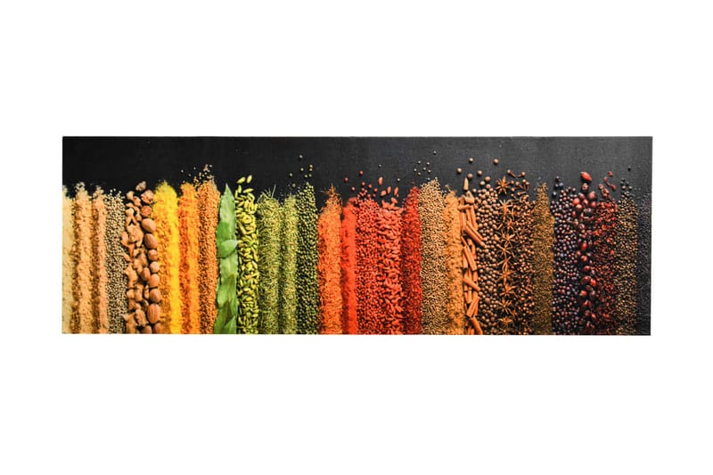 Vaskbar Køkkenmåtte 60X180 cm Krydderiprint - Flerfarvet - Tekstiler - Tæpper - Moderne tæppe - Kludetæpper