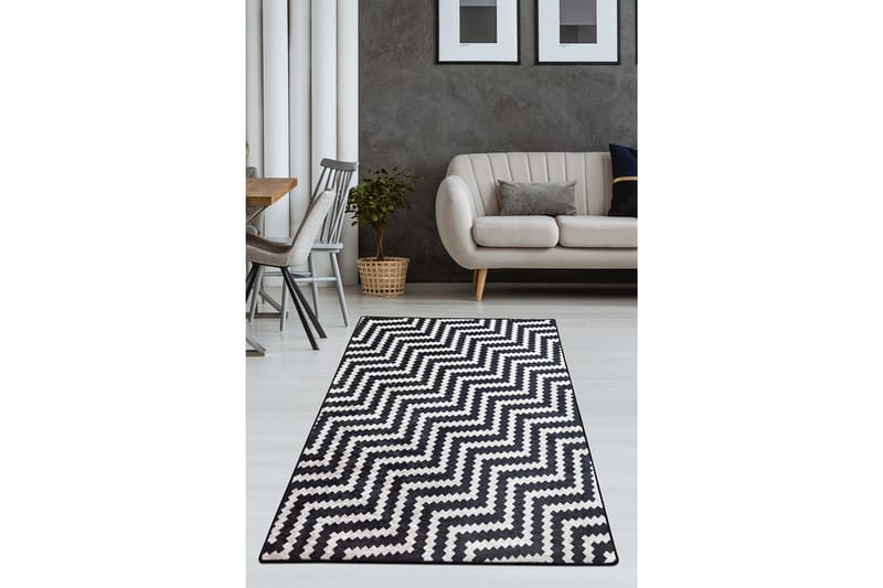 Chilai Tæppe 100x300 cm - Sort/Hvid - Tekstiler - Tæpper - Moderne tæppe - Mønstrede tæpper