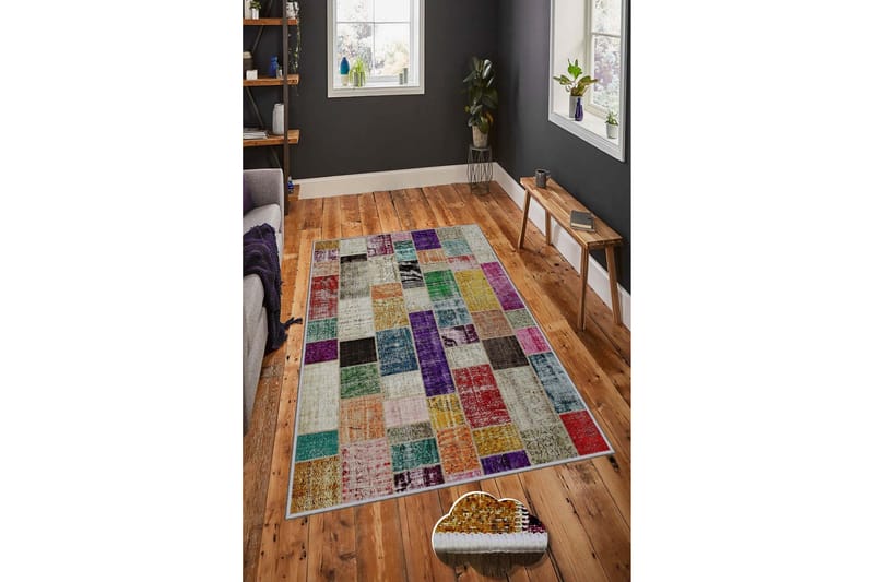 Homefesto Tæppe 100x150 cm - Multifarvet - Tekstiler - Tæpper - Moderne tæppe - Mønstrede tæpper