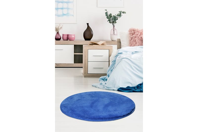 Vigentino Tæppe Rund 90 cm - Blå/Akryl - Tekstiler - Tæpper - Moderne tæppe - Mønstrede tæpper
