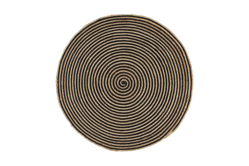 håndlavet jutetæppe med spiraldesign 120 cm sort - Sort - Tekstiler - Tæpper - Moderne tæppe - Jutemåtter & hampemåtter