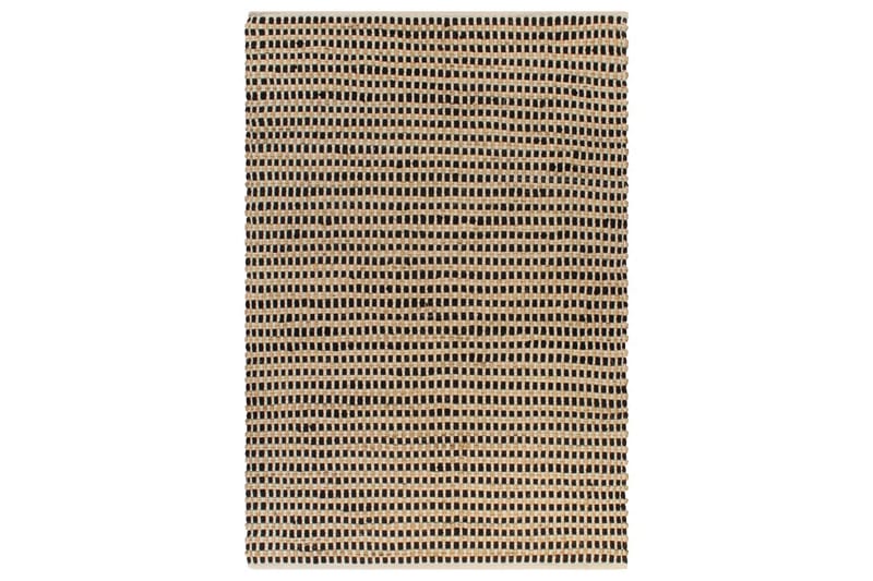 håndvævet jutetæppe stof 120 x 180 cm naturfarvet og sort - Beige - Tekstiler - Tæpper - Moderne tæppe - Jutemåtter & hampemåtter