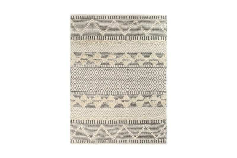 gulvtæppe 140 x 200 cm håndvævet uld hvid/grå/sort/brun - Tekstiler - Tæpper - Moderne tæppe - Uldtæppe