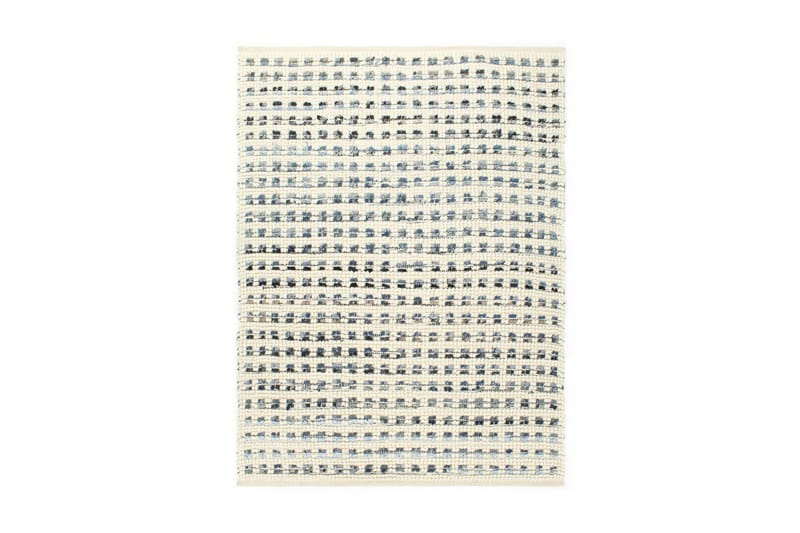 gulvtæppe 160 x 230 cm denim og uld blå/hvid - Tekstiler - Tæpper - Moderne tæppe - Uldtæppe