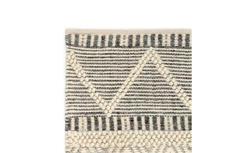 gulvtæppe 160 x 230 cm håndvævet uld hvid/grå/sort/brun - Tekstiler - Tæpper - Moderne tæppe - Uldtæppe