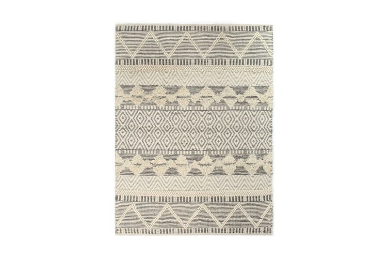 gulvtæppe 80 x 150 cm håndvævet uld hvid/grå/sort/brun - Tekstiler - Tæpper - Moderne tæppe - Uldtæppe