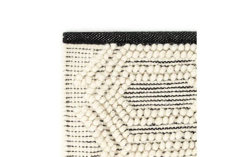 gulvtæppe 80 x 150 cm håndvævet uld hvid/sort - Tekstiler - Tæpper - Moderne tæppe - Uldtæppe