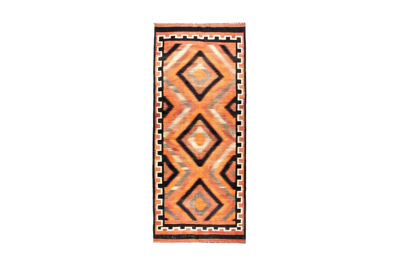 Håndknyttet Persisk tæppe 131x320 cm Kelim - Orange / sort - Tekstiler - Tæpper - Orientalske tæpper - Kelimtæpper