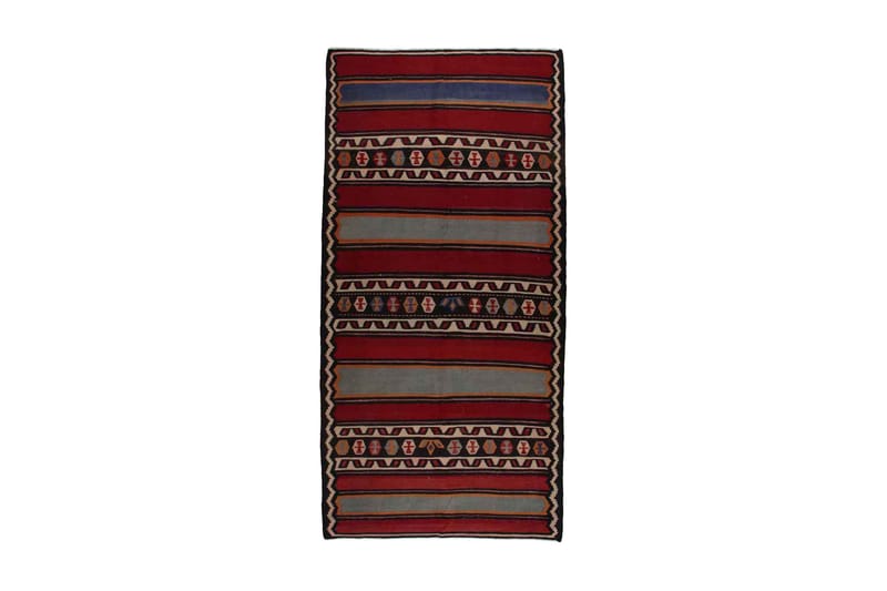 Håndknyttet Persisk tæppe 146x305 cm Kelim - Rød / sort - Tekstiler - Tæpper - Orientalske tæpper - Kelimtæpper