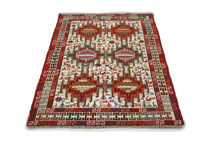 Håndknyttet persisk tæppe Varni 105x151 cm Kelim - Rød / Beige - Tekstiler - Tæpper - Orientalske tæpper - Kelimtæpper