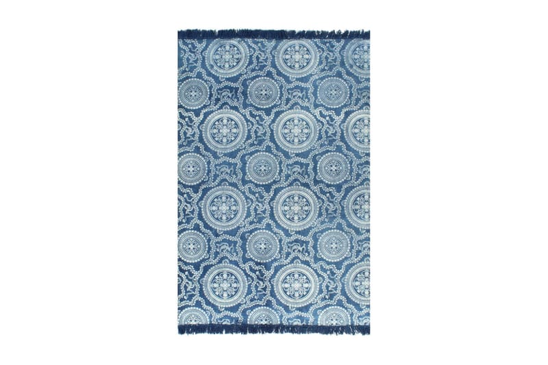 Kilim-Tæppe Med Mønster Bomuld 120 X 180 Cm Blå - Blå - Tekstiler - Tæpper - Orientalske tæpper - Kelimtæpper
