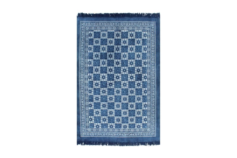 Kilim-Tæppe Med Mønster Bomuld 160 X 230 Cm Blå - Blå - Tekstiler - Tæpper - Orientalske tæpper - Kelimtæpper