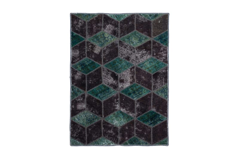 Håndknyttet patchwork tæppe uld / garn flerfarvet 107x152cm - Tekstiler - Tæpper - Orientalske tæpper - Patchwork tæppe