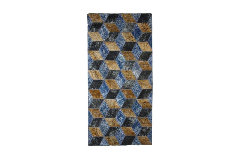 Håndknyttet patchwork tæppe uld / garn flerfarvet 121x250cm - Tekstiler - Tæpper - Orientalske tæpper - Patchwork tæppe