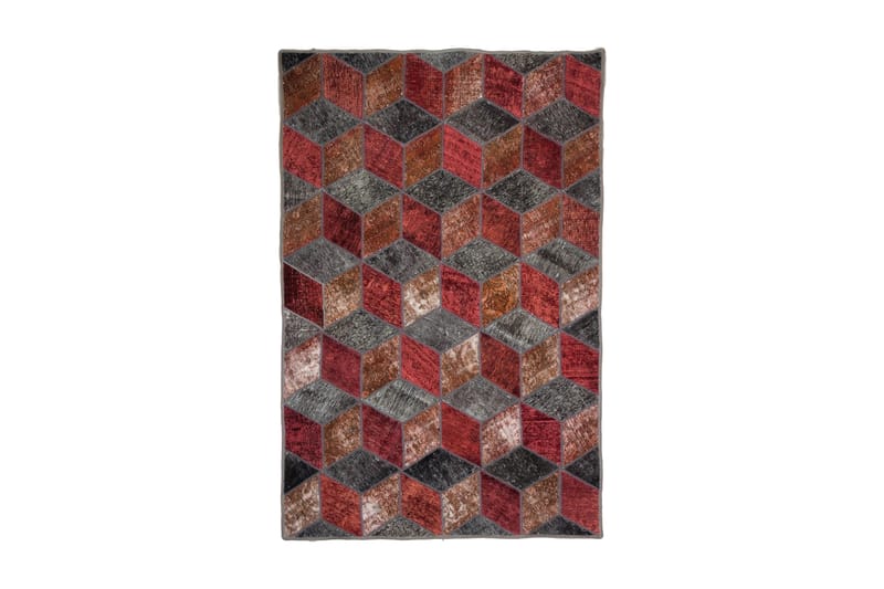 Håndknyttet patchwork tæppe uld / garn flerfarvet 142x217cm - Tekstiler - Tæpper - Orientalske tæpper - Patchwork tæppe