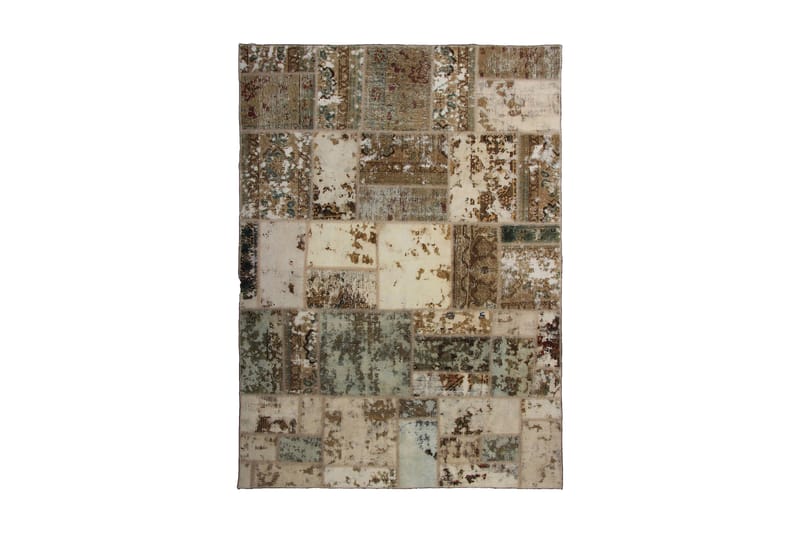 Håndknyttet patchwork tæppe uld / garn flerfarvet 169x230cm - Tekstiler - Tæpper - Orientalske tæpper - Patchwork tæppe