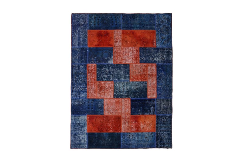 Håndknyttet patchwork tæppe uld / garn flerfarvet 181x243cm - Tekstiler - Tæpper - Orientalske tæpper - Patchwork tæppe